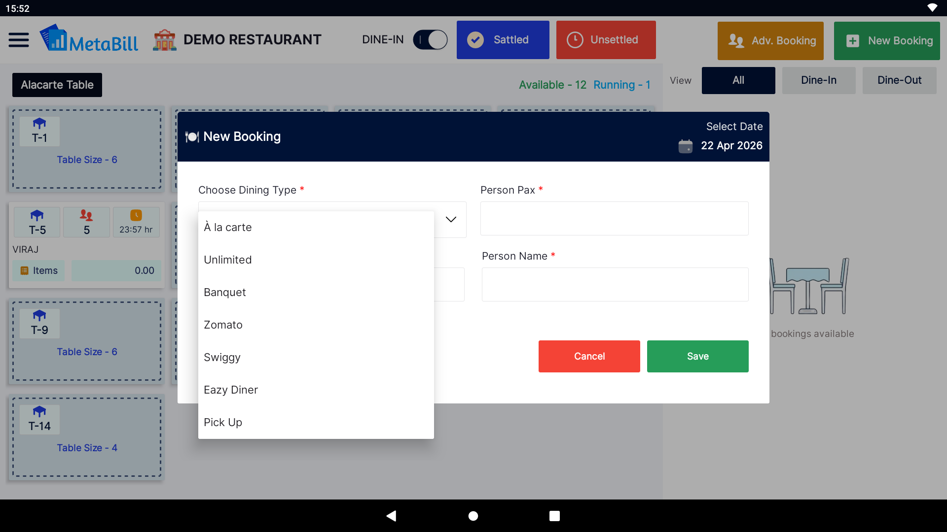 Metabill POS Restaurant